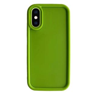For iPhone XS Max Fine Hole Shockproof Frame Frosted TPU Phone Case(Green)