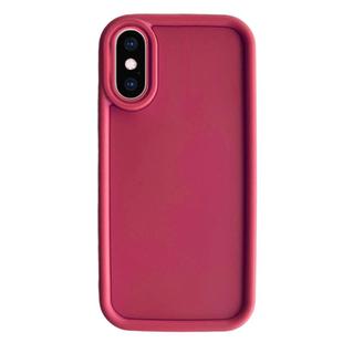 For iPhone XS Max Fine Hole Shockproof Frame Frosted TPU Phone Case(Claret Red)