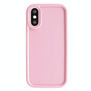 For iPhone XS Max Fine Hole Shockproof Frame Frosted TPU Phone Case(Pink)