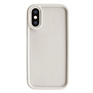 For iPhone XS Max Fine Hole Shockproof Frame Frosted TPU Phone Case(Beige)