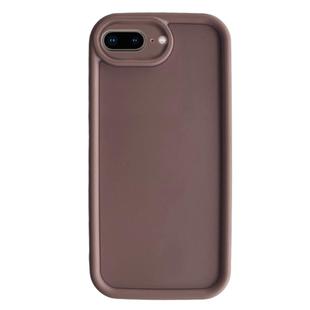 For iPhone 8 Plus / 7 Plus Fine Hole Shockproof Frame Frosted TPU Phone Case(Brown)