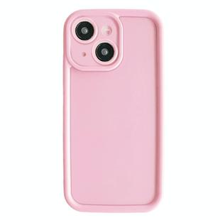 For iPhone 15 Plus Fine Hole Shockproof Frame Frosted TPU Phone Case(Pink)