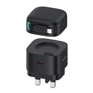 USAMS US-CC211 SMF Series PD35W 8 Pin + Type-C Dual Port GaN Fast Charger, UK Plug(Black)