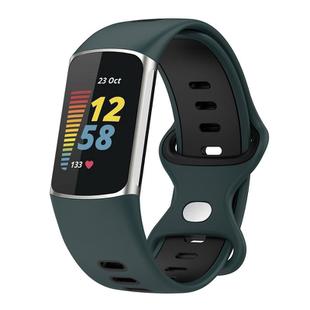 For Fitbit Charge 6 Two Color Silicone Watch Band(Olive Green Black)