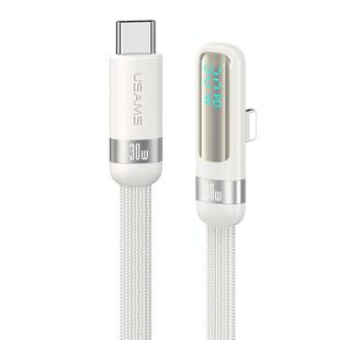 USAMS US-SJ652 PD 30W USB-C/Type-C to 8 Pin Aluminum Alloy Digital Display Fast Charging Elbow Data Cable, Length: 1.2m(Beige)