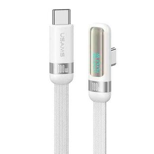 USAMS US-SJ653 PD 100W USB-C/Type-C to USB-C/Type-C Aluminum Alloy Digital Display Fast Charging Elbow Data Cable, Length: 1.2m(Beige)