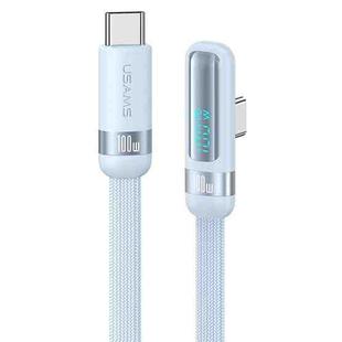 USAMS US-SJ653 PD 100W USB-C/Type-C to USB-C/Type-C Aluminum Alloy Digital Display Fast Charging Elbow Data Cable, Length: 1.2m(Blue)