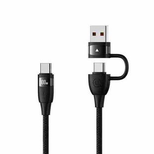 USAMS US-SJ654 U85 PD100W USB+USB-C/Type-C to USB-C/Type-C Aluminum Alloy Fast Charging Data Cable, Length: 1.2m(Black)