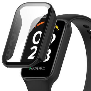 For Xiaomi Smart Band 8 Active / Redmi Band 2 PC + Tempered Film Integrated Watch Protective Case(Black)