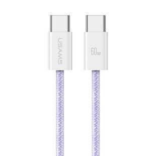 USAMS US-SJ656 U86 PD60W USB-C/Type-C to USB-C/Type-C Rainbow Braided Fast Charging Data Cable, Length: 1.2m(Purple)