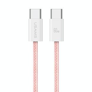USAMS US-SJ656 U86 PD60W USB-C/Type-C to USB-C/Type-C Rainbow Braided Fast Charging Data Cable, Length: 1.2m(Pink)