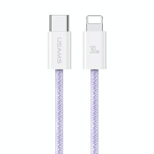 USAMS US-SJ657 U86 PD30W USB-C/Type-C to 8 Pin Rainbow Braided Fast Charging Data Cable, Length: 1.2m(Purple)