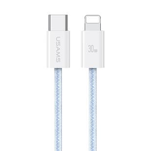 USAMS US-SJ657 U86 PD30W USB-C/Type-C to 8 Pin Rainbow Braided Fast Charging Data Cable, Length: 1.2m(Blue)