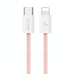 USAMS US-SJ657 U86 PD30W USB-C/Type-C to 8 Pin Rainbow Braided Fast Charging Data Cable, Length: 1.2m(Pink)