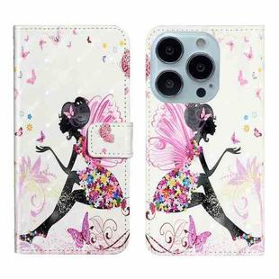 For iPhone 15 Pro Max Oil Embossed 3D Drawing Leather Phone Case(Flower Fairy)