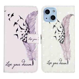 For iPhone 15 Plus Oil Embossed 3D Drawing Leather Phone Case(Feather)