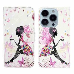 For iPhone 15 Pro Oil Embossed 3D Drawing Leather Phone Case(Flower Fairy)