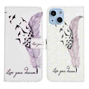 For iPhone 13 mini Oil Embossed 3D Drawing Leather Phone Case(Feather)
