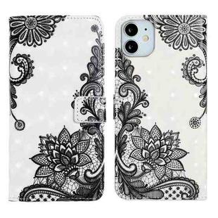 For iPhone 12 mini Oil Embossed 3D Drawing Leather Phone Case(Lace Flower)