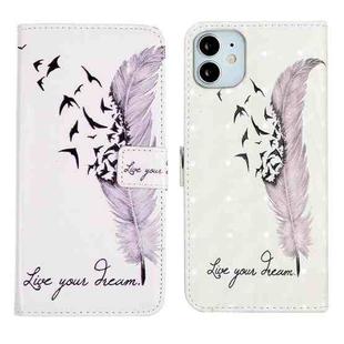 For iPhone 12 mini Oil Embossed 3D Drawing Leather Phone Case(Feather)