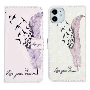 For iPhone 11 Oil Embossed 3D Drawing Leather Phone Case(Feather)