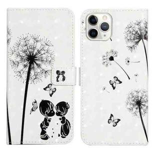 For iPhone 11 Pro Oil Embossed 3D Drawing Leather Phone Case(Couple Dandelion)