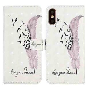 For iPhone XS Max Oil Embossed 3D Drawing Leather Phone Case(Feather)