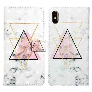 For iPhone XS Max Oil Embossed 3D Drawing Leather Phone Case(Triangular Marble)
