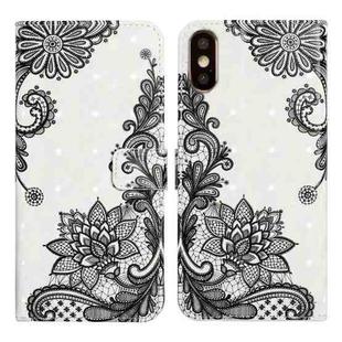 For iPhone X / XS Oil Embossed 3D Drawing Leather Phone Case(Lace Flower)