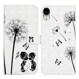 For iPhone XR Oil Embossed 3D Drawing Leather Phone Case(Couple Dandelion)