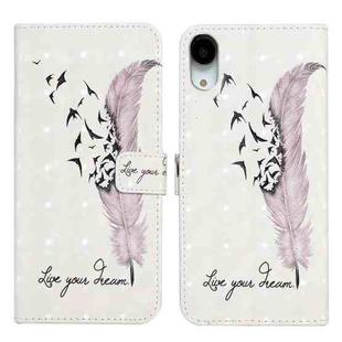 For iPhone XR Oil Embossed 3D Drawing Leather Phone Case(Feather)