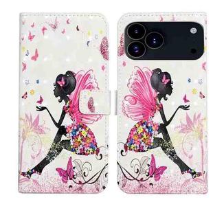 For iPhone 17 Pro Max Oil Embossed 3D Drawing Leather Phone Case(Flower Fairy)