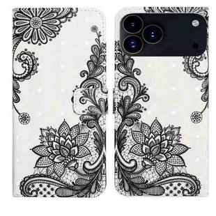 For iPhone 17 Pro Max Oil Embossed 3D Drawing Leather Phone Case(Lace Flower)