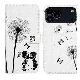 For iPhone 17 Pro Max Oil Embossed 3D Drawing Leather Phone Case(Couple Dandelion)