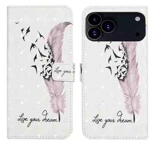 For iPhone 17 Pro Max Oil Embossed 3D Drawing Leather Phone Case(Feather)