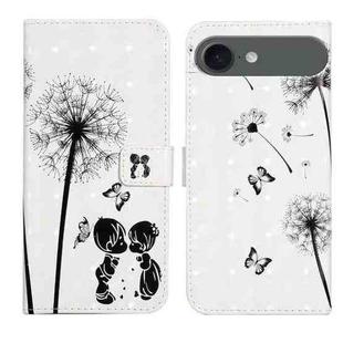For iPhone 17 Air Oil Embossed 3D Drawing Leather Phone Case(Couple Dandelion)