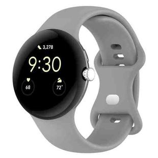 For Google Pixel Watch 2 Solid Color Silicone Watch Band, Size:S Size(Grey)