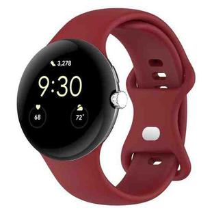 For Google Pixel Watch 2 Solid Color Silicone Watch Band, Size:L Size(Red)