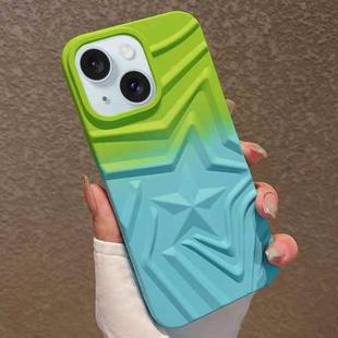 For iPhone 15 Plus Gradient Star TPU Phone Case(Green Blue)