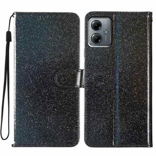 For Motorola Moto G14 Glitter Powder Flip Leather Phone Case(Black)