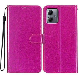 For Motorola Moto G14 Glitter Powder Flip Leather Phone Case(Rose Red)