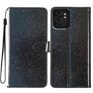 For Motorola Edge 40 Glitter Powder Flip Leather Phone Case(Black)