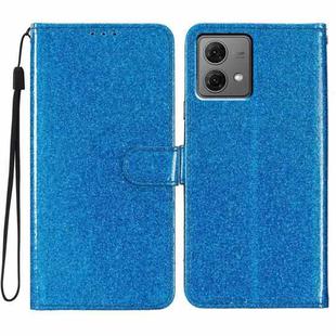 For Motorola Moto G84 5G Glitter Powder Flip Leather Phone Case(Blue)