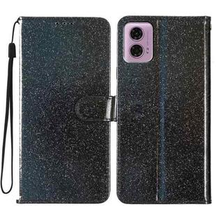 For Motorola Moto G23 Glitter Powder Flip Leather Phone Case(Black)