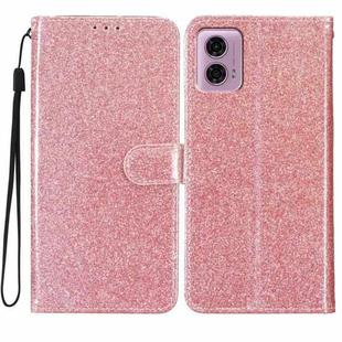 For Motorola Moto G23 Glitter Powder Flip Leather Phone Case(Rose Gold)