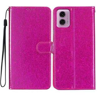 For Motorola Moto G34 Glitter Powder Flip Leather Phone Case(Rose Red)