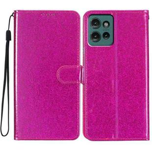 For Motorola Edge 50 Glitter Powder Flip Leather Phone Case(Rose Red)