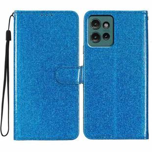 For Motorola Edge 50 Glitter Powder Flip Leather Phone Case(Blue)