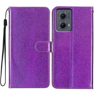 For Motorola Edge 2024 Glitter Powder Flip Leather Phone Case(Purple)