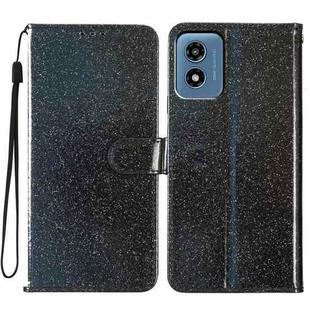 For Motorola Moto G Play 2024 Glitter Powder Flip Leather Phone Case(Black)